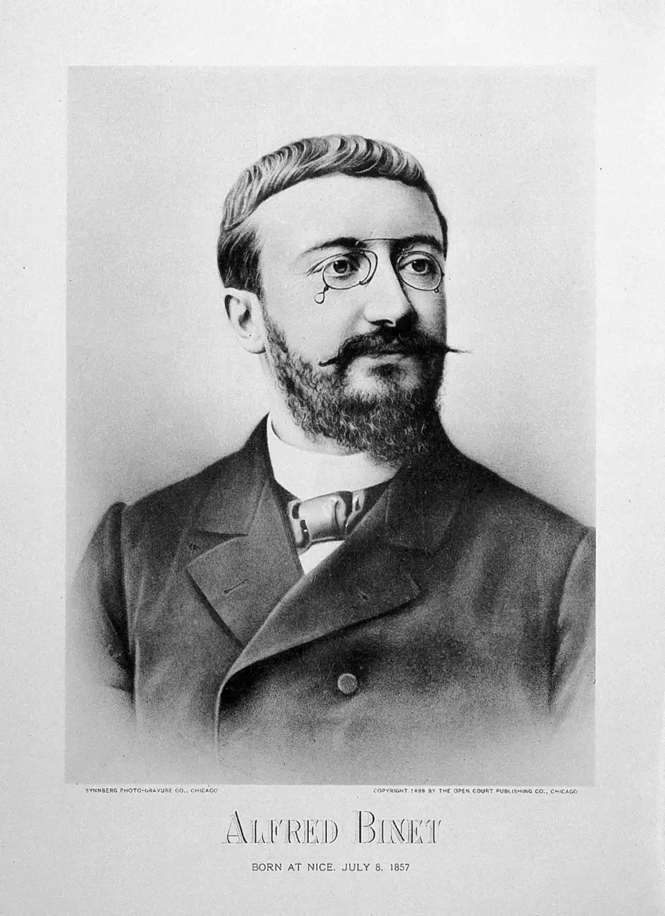 Portrait of Alfred Binet, the French psychologist who introduced the idea of mental age, photographed in 1898